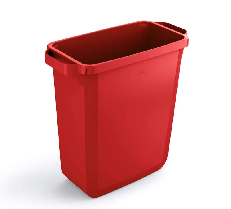Beholder rød 60L plast u/låg