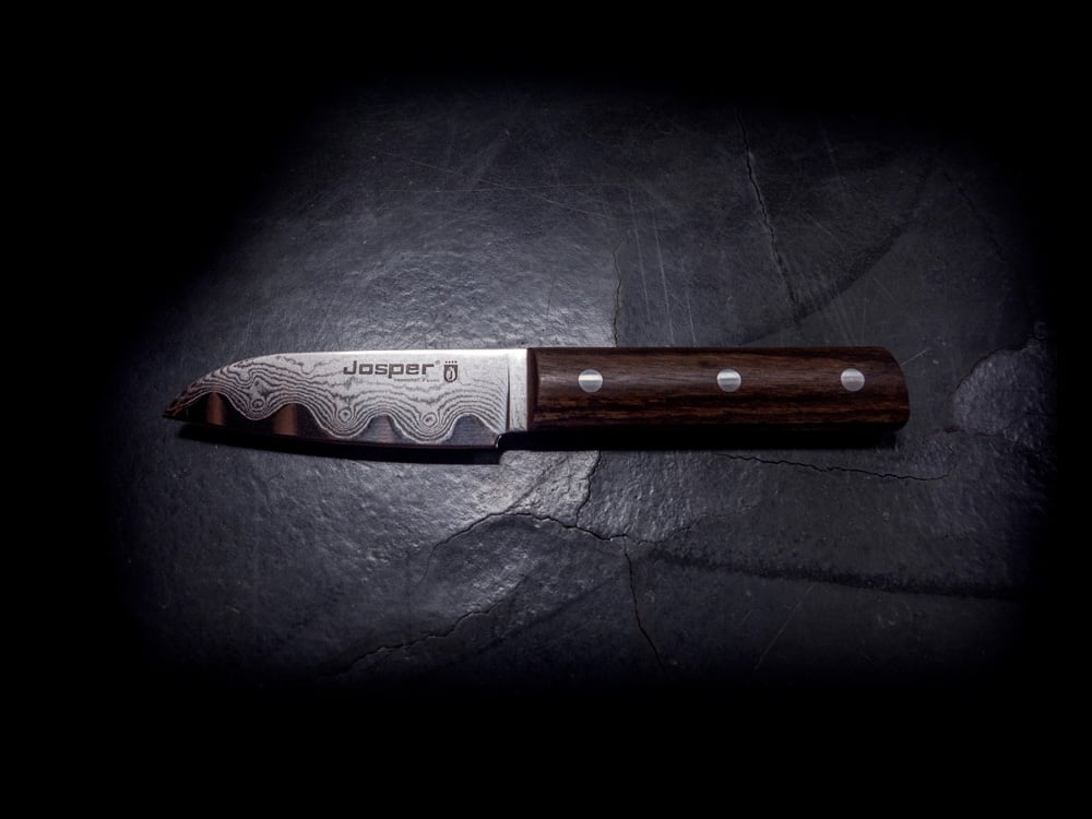Josper urtekniv 11 cm i damaskusstål med skaft i bocotetræ