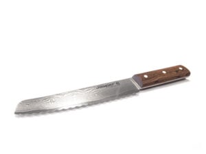 Josper brødkniv i damaskusstål med træfarvet greb