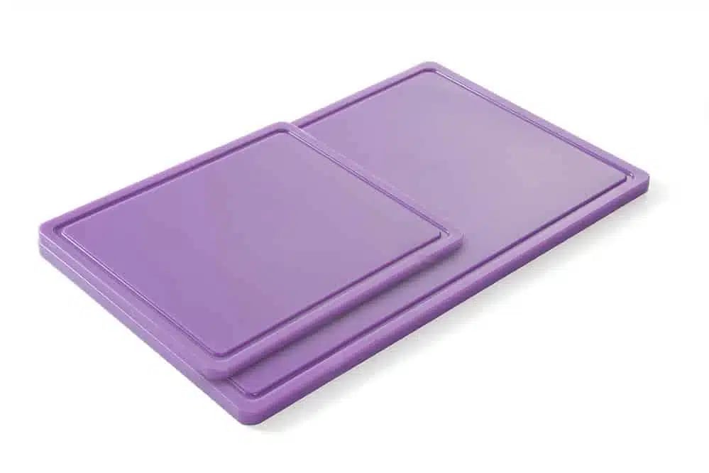 Skærebræt HACCP Gastronorm 1/1, lilla, 530x325mm, en side glat, anden side med rille. - Billede 2