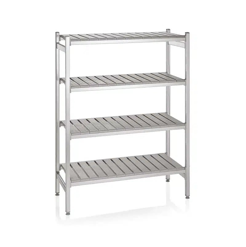 Reolsystem, Alu/PE, 4 hylder, 126,5x54x170cm