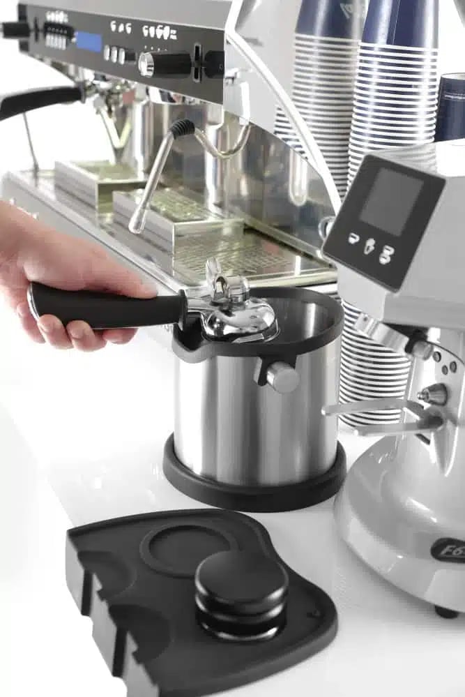 Rund kaffegrumsboks, 153x185x(h)165mm, passer til de fleste portafiltre - Billede 2