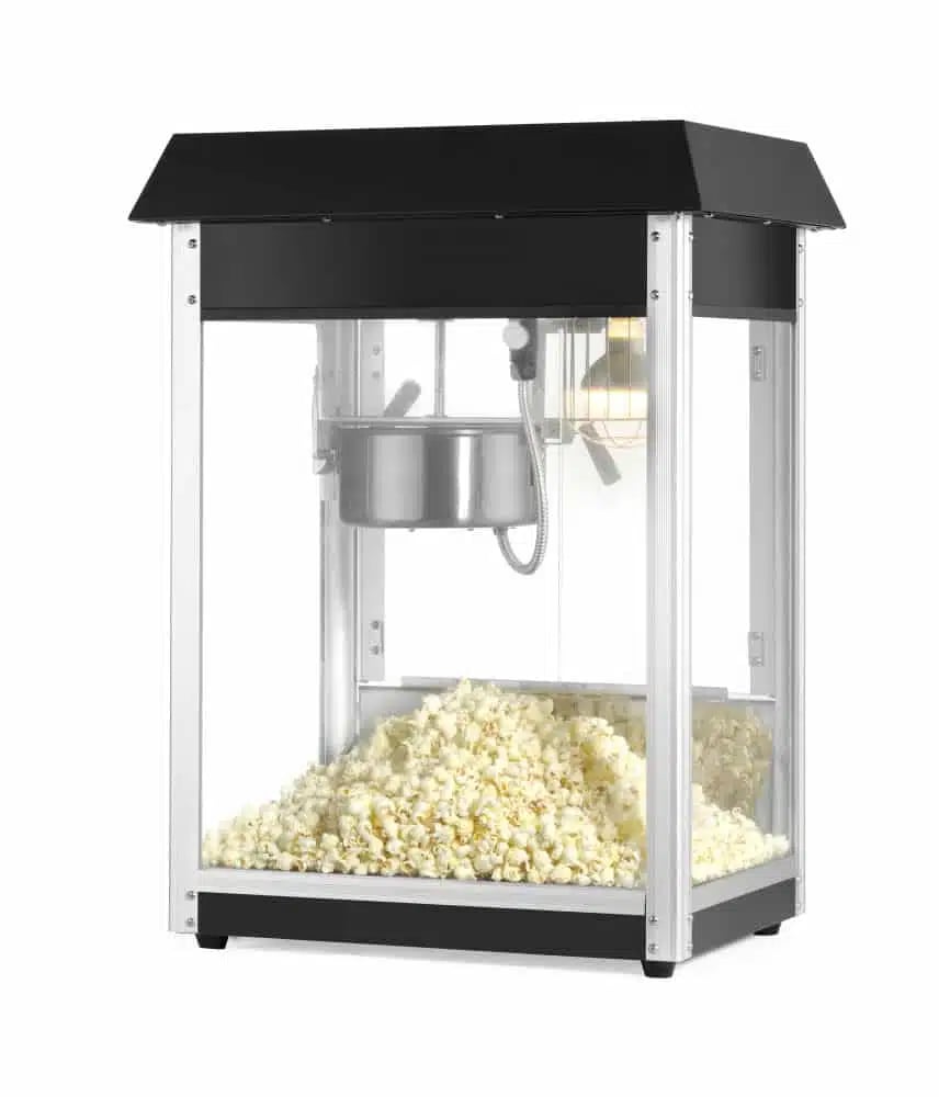 Popcornmaskine, sort, 230V/1500W, 560x420x(H)770mm, robust aluminiumsramme, glasdør, varmebestandige håndtag, belysning indeni, varmebund, cyklustid ca. 2 min. - Billede 3