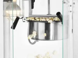 Popcornmaskine, sort, 230V/1500W, 560x420x(H)770mm, robust aluminiumsramme, glasdør, varmebestandige håndtag, belysning indeni, varmebund, cyklustid ca. 2 min. - Billede 4