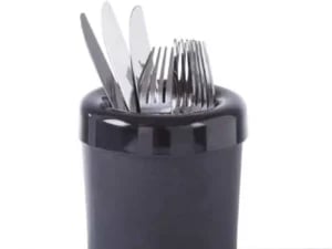 Sort bordsskraldespand eller bestikholder, ø130x(h)160mm, rustfrit stål - Billede 3