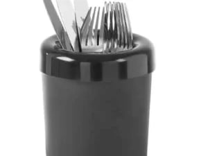Sort bordsskraldespand eller bestikholder, ø130x(h)160mm, rustfrit stål - Billede 4