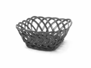 Firkantede kurve med flettede sider i sort, 190x190x80mm, polypropylen