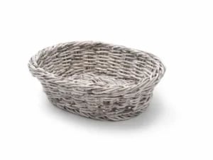 Ovalt brødkurv i lys grå, 250x190x65mm