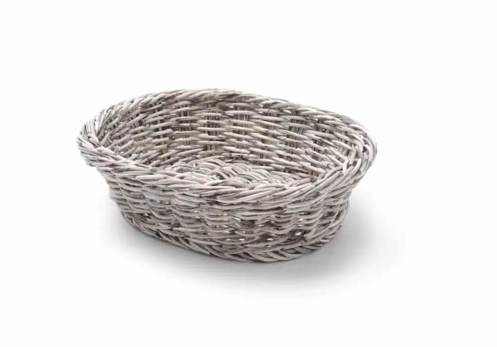 Ovalt brødkurv i lys grå, 250x190x65mm