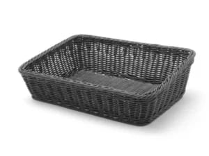 Sort brødkurv med rustfri stålramme, 400x300x120mm - tåler opvaskemaskine