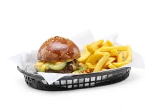 Sorte serveringskurve i fastfood-stil, 6 stk., 275x175x(h)38mm, polyrattan - Billede 2