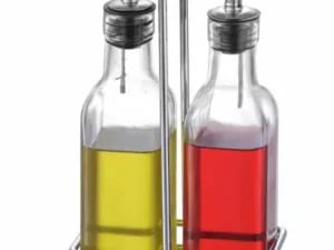 Olivenolie og eddike sæt, 2x0,237l, 0,47l, 115x60x(h)325mm, glas med rustfrit stål låg - Billede 2