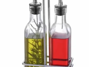 Olivenolie og eddike sæt, 2x0,237l, 0,47l, 115x60x(h)325mm, glas med rustfrit stål låg - Billede 3
