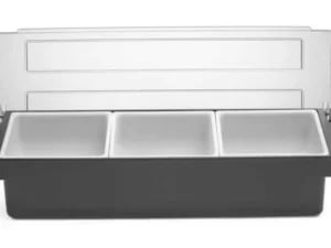 Sort condiment holder med 3 beholdere til bar