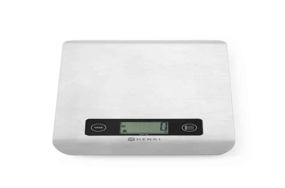 Præcis køkkenvægt i rustfrit stål, vejer op til 5 kg, 169x218x13mm