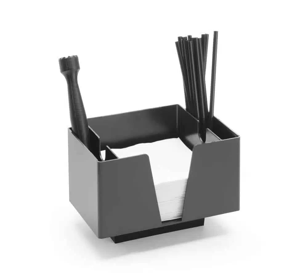 Sort serviet holder med 3 rum - perfekt til baren, rustfrit stål - Billede 2
