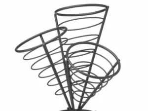 Sort serveringsstativ til 3 poser chips, 270x270x(h)280mm
