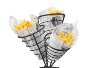 Sort serveringsstativ til 3 poser chips, 270x270x(h)280mm - Billede 2