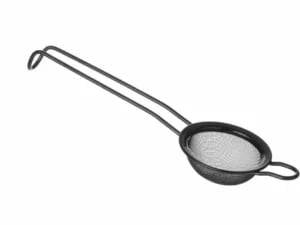 Sort bar strainer i rustfrit stål - perfekt til drinks og bagværk