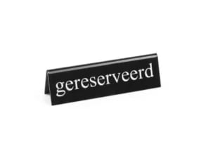 Reserveret bord skilt, sort-hvid, trykt på begge sider, 130x30x38mm - Billede 2