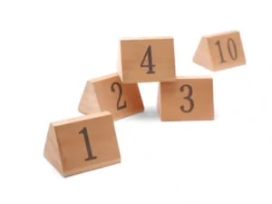 Bordnumre 1-10, størrelse 55x48x44mm, bred skrivetip 15mm