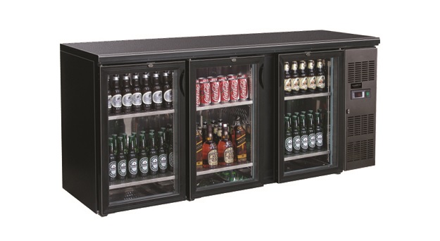 Combisteel - BACKBAR KØLER SORT 3 GLASDØRE