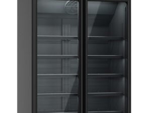 Combisteel - KØLESKAB 2 GLASDØRE SORT/ANTRACIT INS-1000R BL