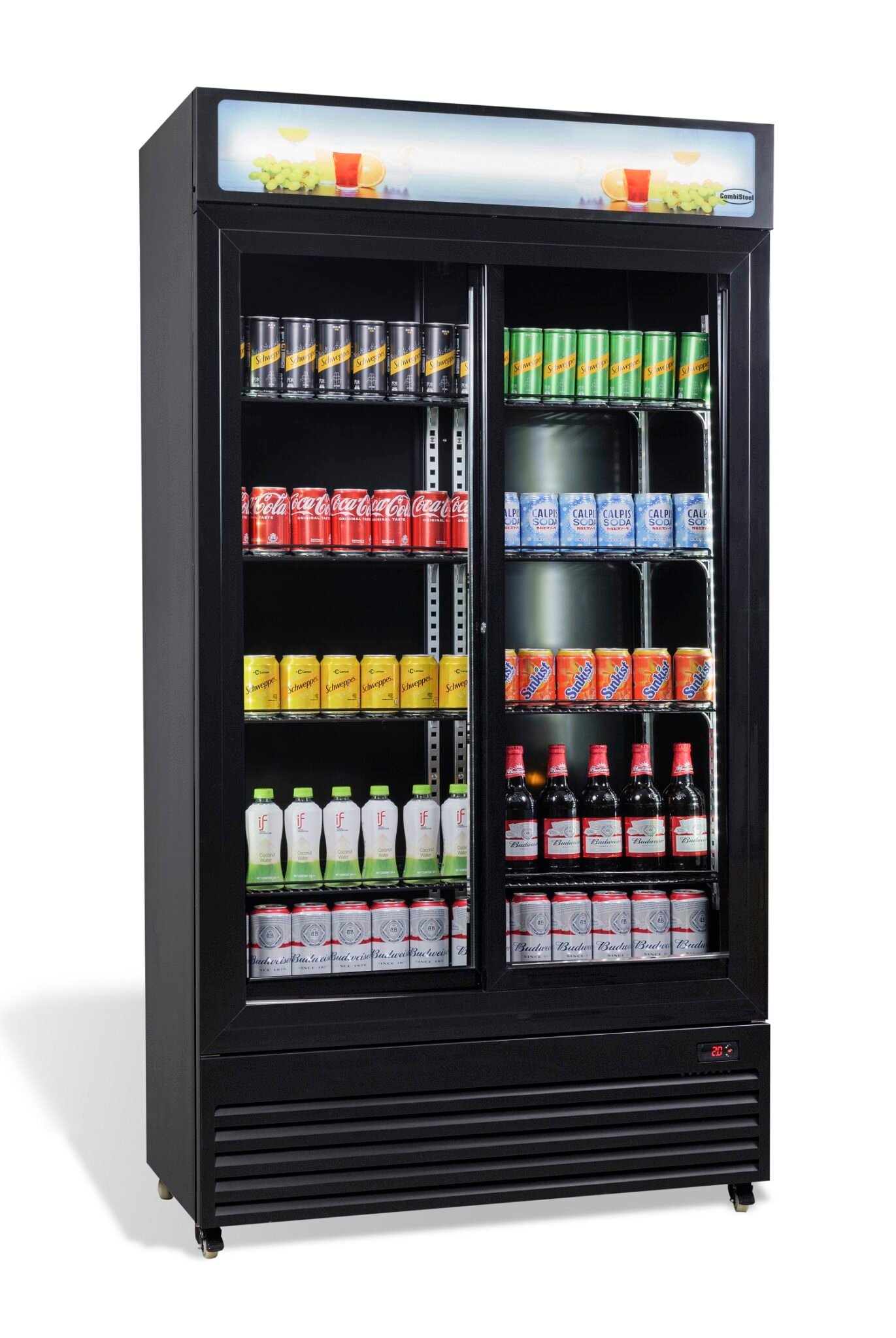 Combisteel - KØLESKAB MED SKYDEDØRE I GLAS BEZ-780 SL SORT - Billede 5