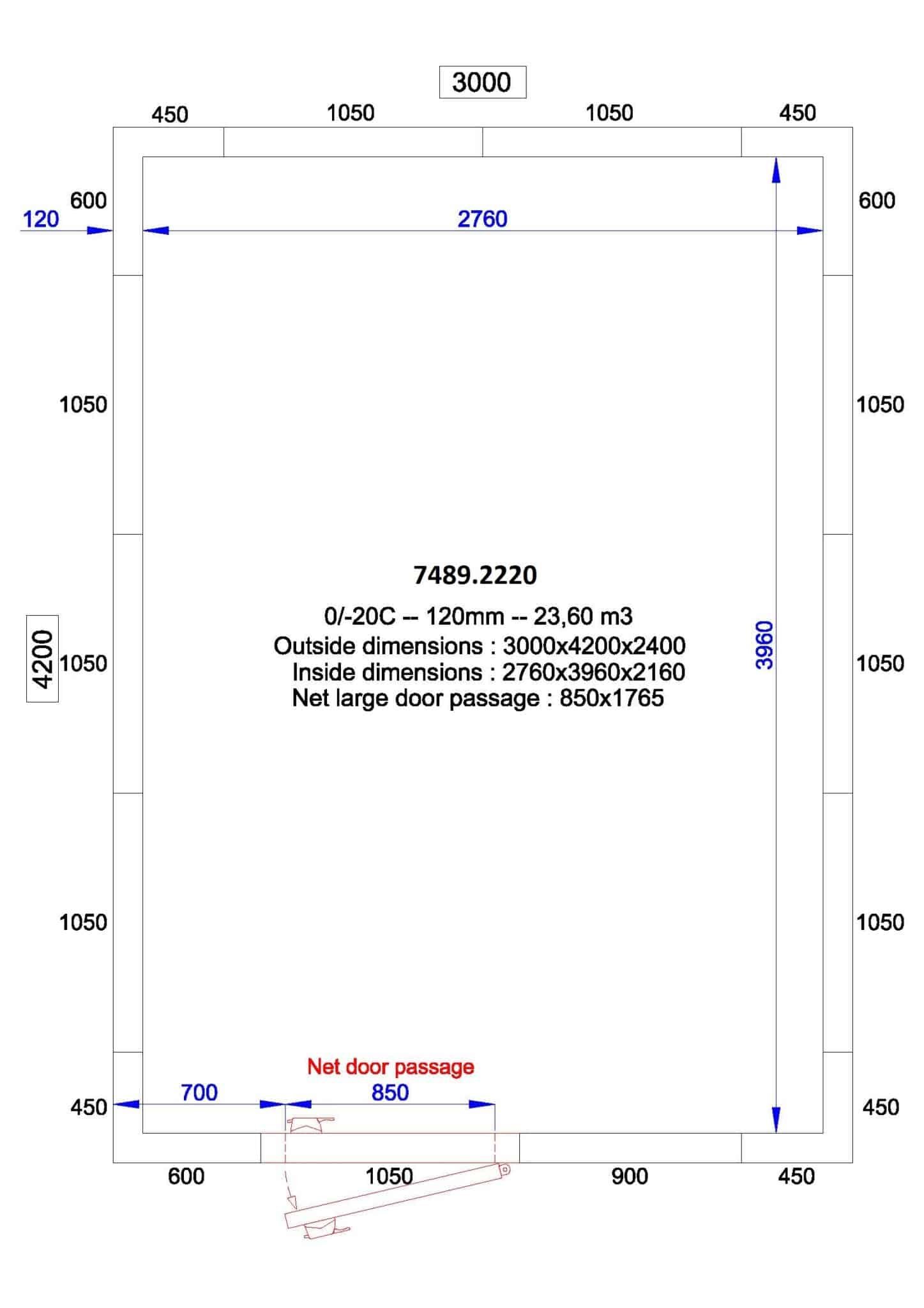 Combisteel - KOLD- OG FRYSERUM 3000x4200x2400 - 120 MM  *TRANSPORT PÅ ANMODNING* - Billede 2