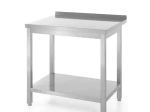Vægmonteret arbejdsbord med opkant og hylde - dybde 600 mm, Kitchen Line, 1400x600x(H)850mm