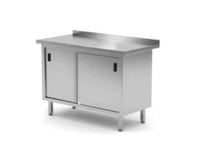 Vægmonteret arbejdsbordsskab med skydedøre - svejset, Profi Line, 1200x600x(H)850mm