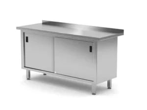 Vægmonteret arbejdsbordsskab med skydedøre - svejset, Profi Line, 1600x600x(H)850mm