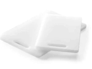 Skærebræt med håndtag, hvid, 300x200mm, Hendi, lavet af polyethylen HDPE