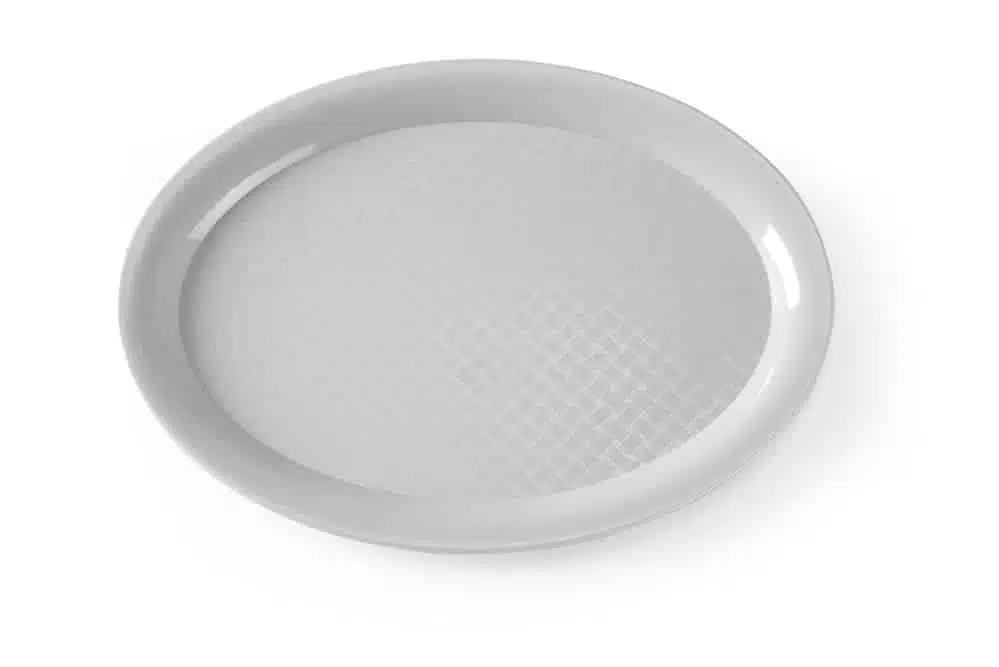 Sort oval serveringsbakke i polypropylen, 265x195x15mm - Billede 2