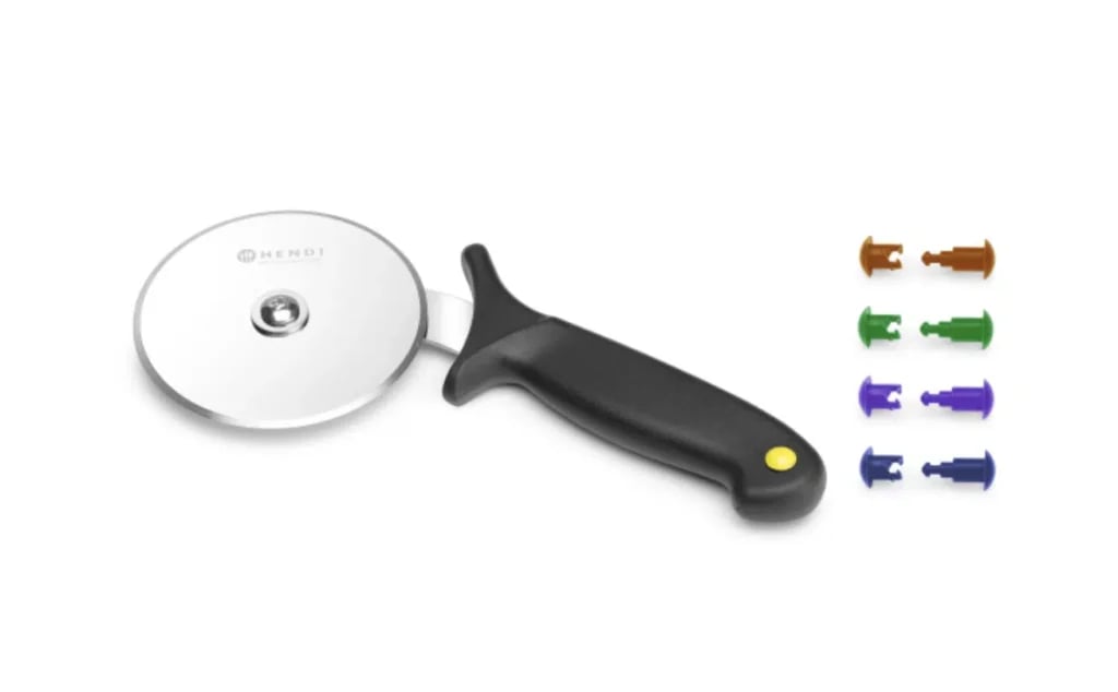 Pizza skærer, sort, (L)230mm, rustfrit stål knivblad, polypropylen håndtag. Med HACCP farvekodningssystem.