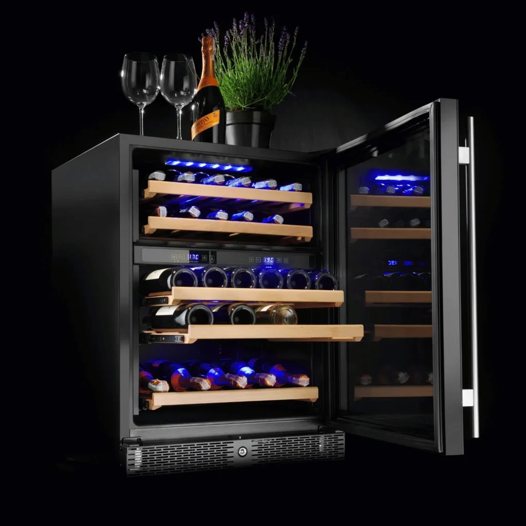 Dobbelt zone vin køleskab, 133 l, glasdør, 595x588x(h)820mm - Billede 2