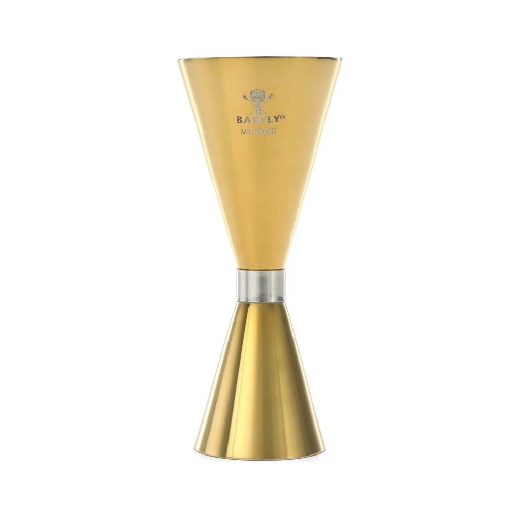 Slim Style jigger, guld tallerken med rustfrit stål bånd, 2 oz., Barfly