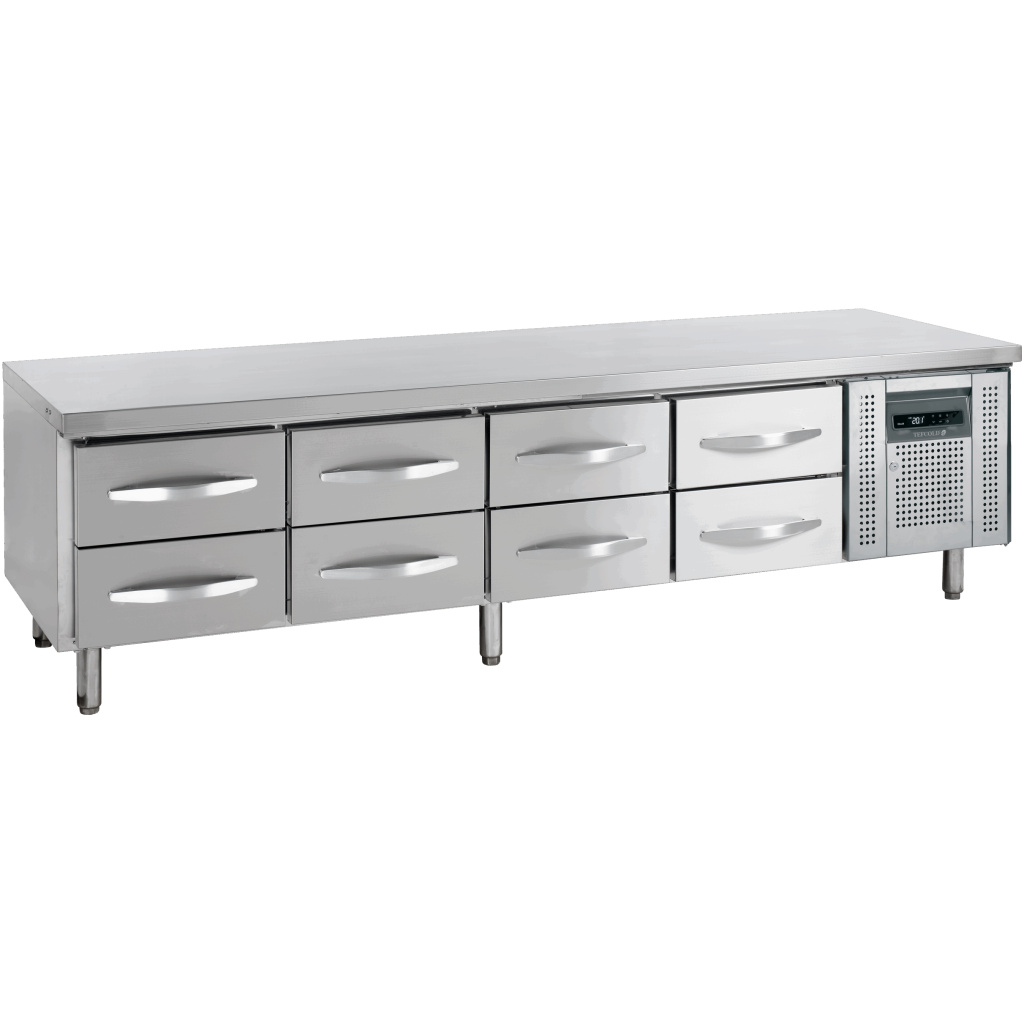 UC5480 Rustfrit Kølebord med 8 GN1/1 Skuffer, 350L - Billede 4