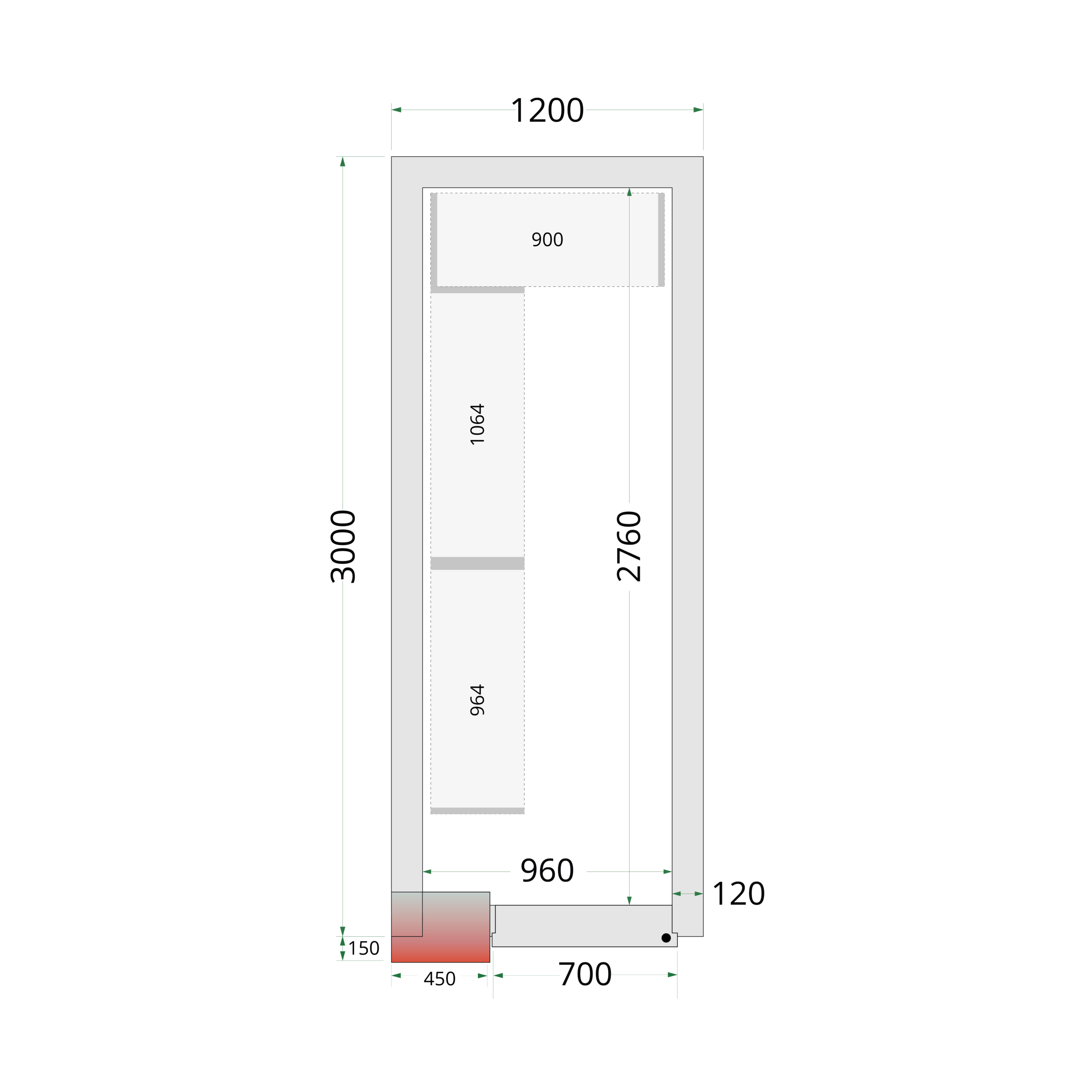 CR120x300x220 Fryserumspaneler 120 mm