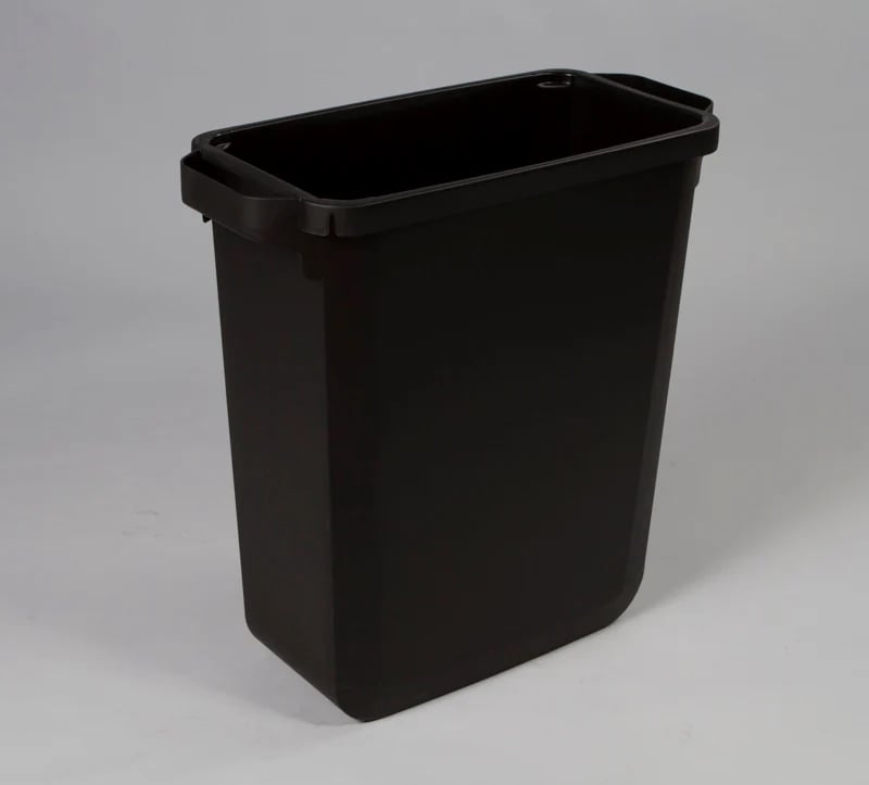 Beholder sort 60L plast u/låg