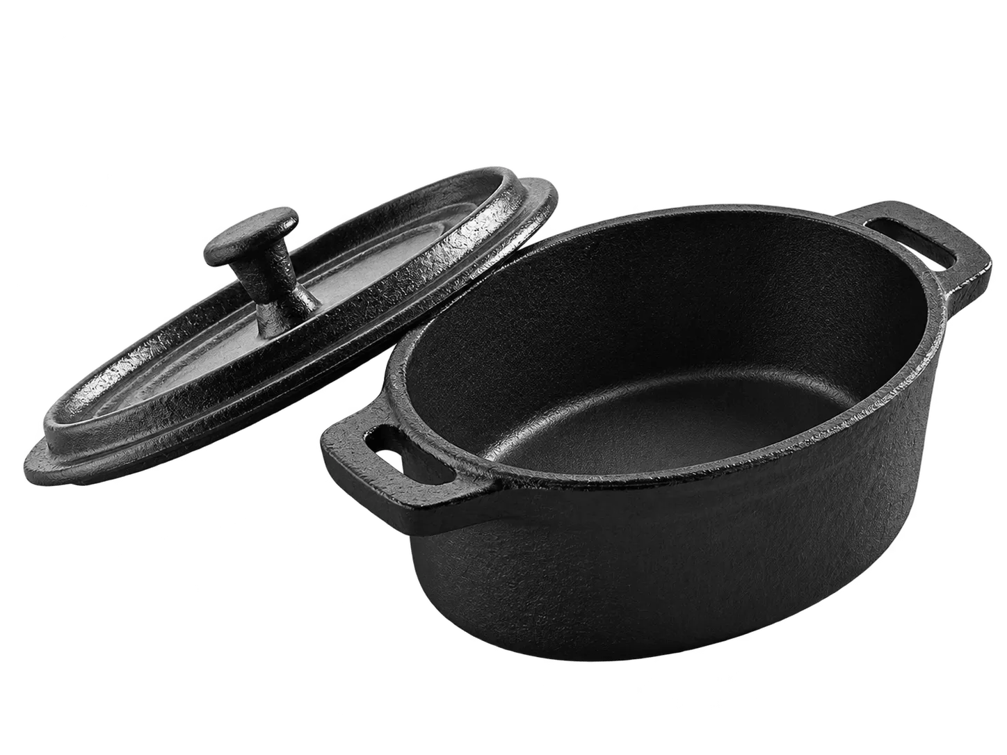 Mini kasserolle m. låg 125x93 mm støbejern