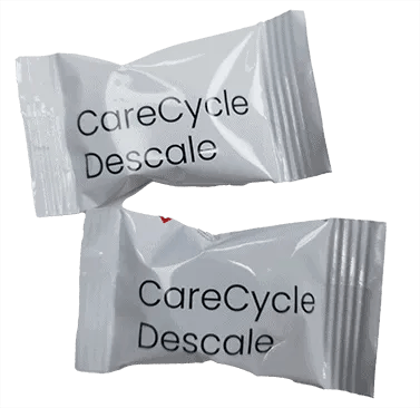Nærbillede af CareCycle Descale tablet til afkalkning af Invoq ovn