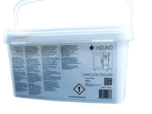 HOUNÖ CareCycle Descale set skråt forfra med tablet og enkeltpakning