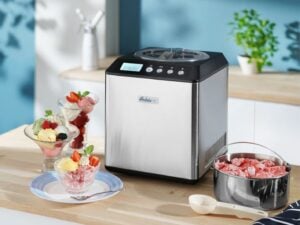 Is-maskine, 230V/180W, 272x315x(H)362mm, ideel til is, sorbet og frossen yoghurt. 2L rustfrit stål beholder. - Billede 8