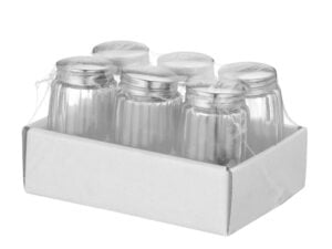 Salt shaker i glas med rustfrit stål låg, 6 stk., ø40x(h)70mm - Billede 2