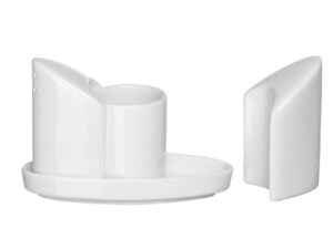 Krydderisæt i hvidt porcelæn - salt, peber og tandstikker, 125x54x(h)90mm. - Billede 6