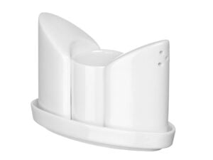 Krydderisæt i hvidt porcelæn - salt, peber og tandstikker, 125x54x(h)90mm. - Billede 4