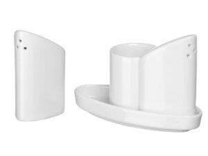 Krydderisæt i hvidt porcelæn - salt, peber og tandstikker, 125x54x(h)90mm. - Billede 7