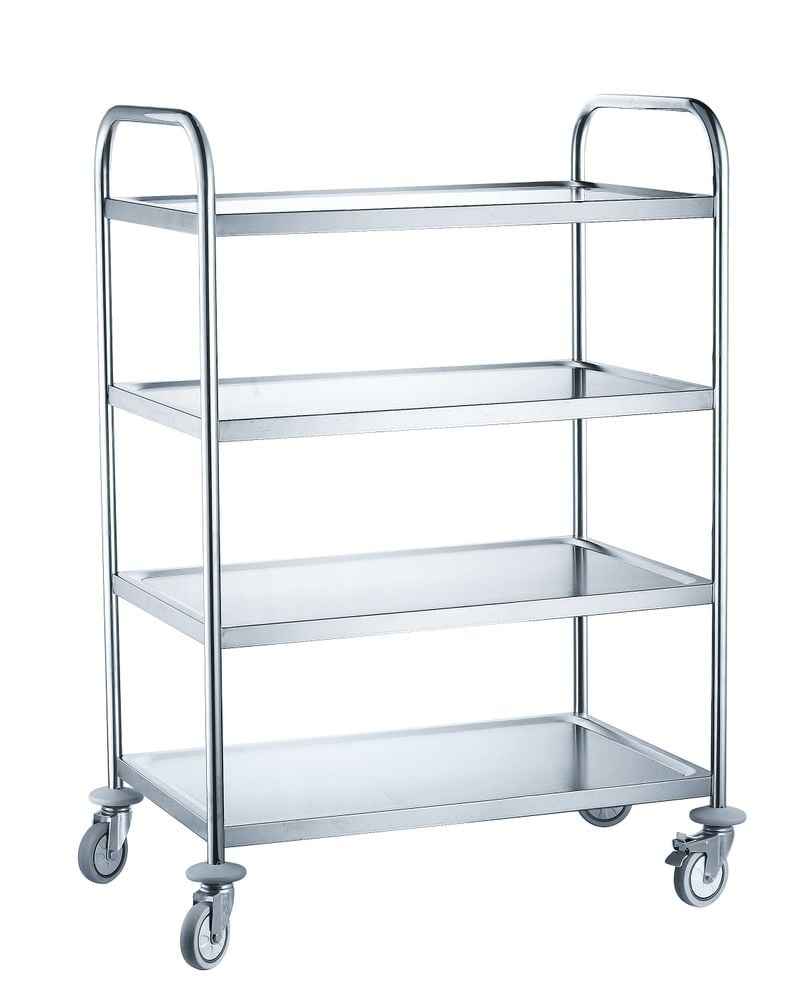 Serveringsvogn med 4 hylder, rustfrit stål, 905x585x(H)1245mm - Billede 2