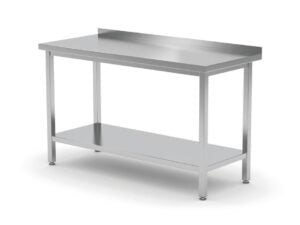 Vægmonteret arbejdsbord med opkant og hylde - dybde 600 mm, Kitchen Line, 1000x600x(H)850mm - Billede 2